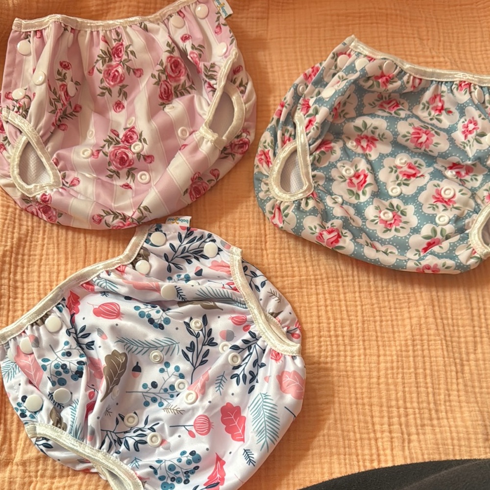 Pink and Blue Swim Trunks with Elastic Waistband